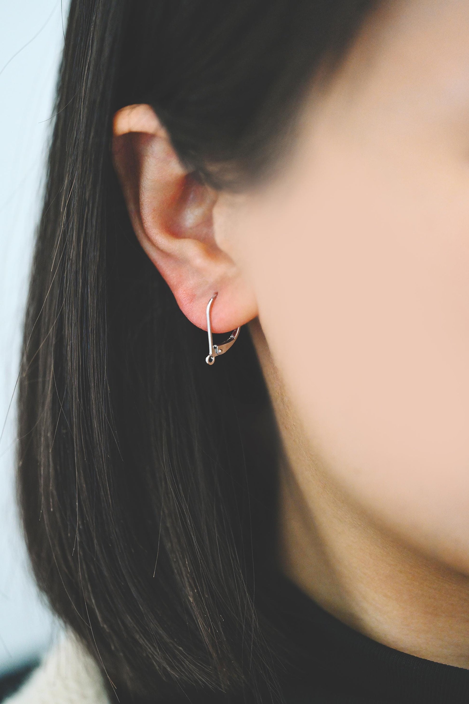 20pcs Minimalist Leverback Ear Hooks, Gold/ Rhodium(silver)/ Rose Gold, Hoop Earring Components, Huggie Ear Wires (GB-475)