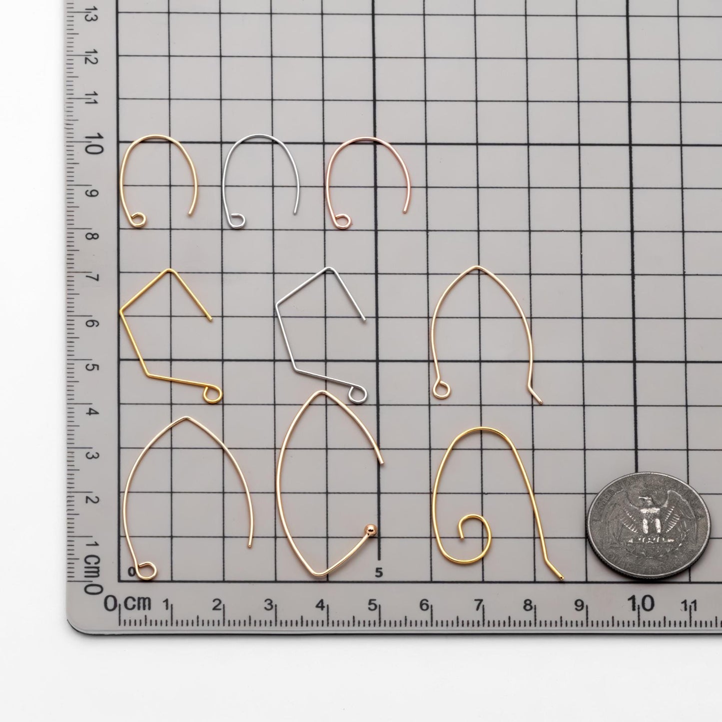 10pcs Gold/ Silver/ Rose Gold Brass Ear Hooks 20x14mm, Simple Earwires Earring Components (GB-947)