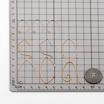 10pcs Gold/ Silver/ Rose Gold Brass Ear Hooks 20x14mm, Simple Earwires Earring Components (GB-947)