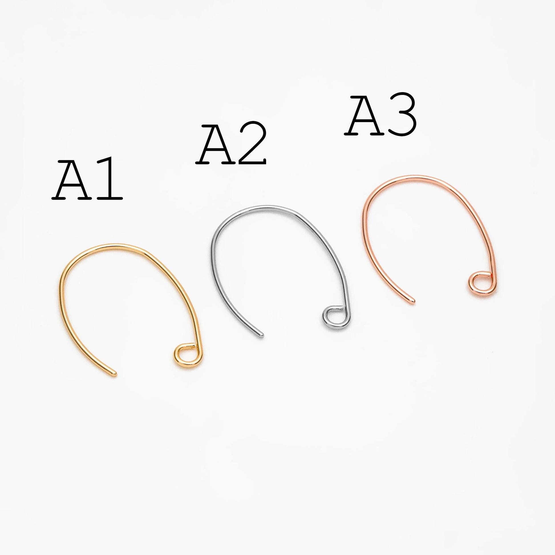 10pcs Gold/ Silver/ Rose Gold Brass Ear Hooks 20x14mm, Simple Earwires Earring Components (GB-947)