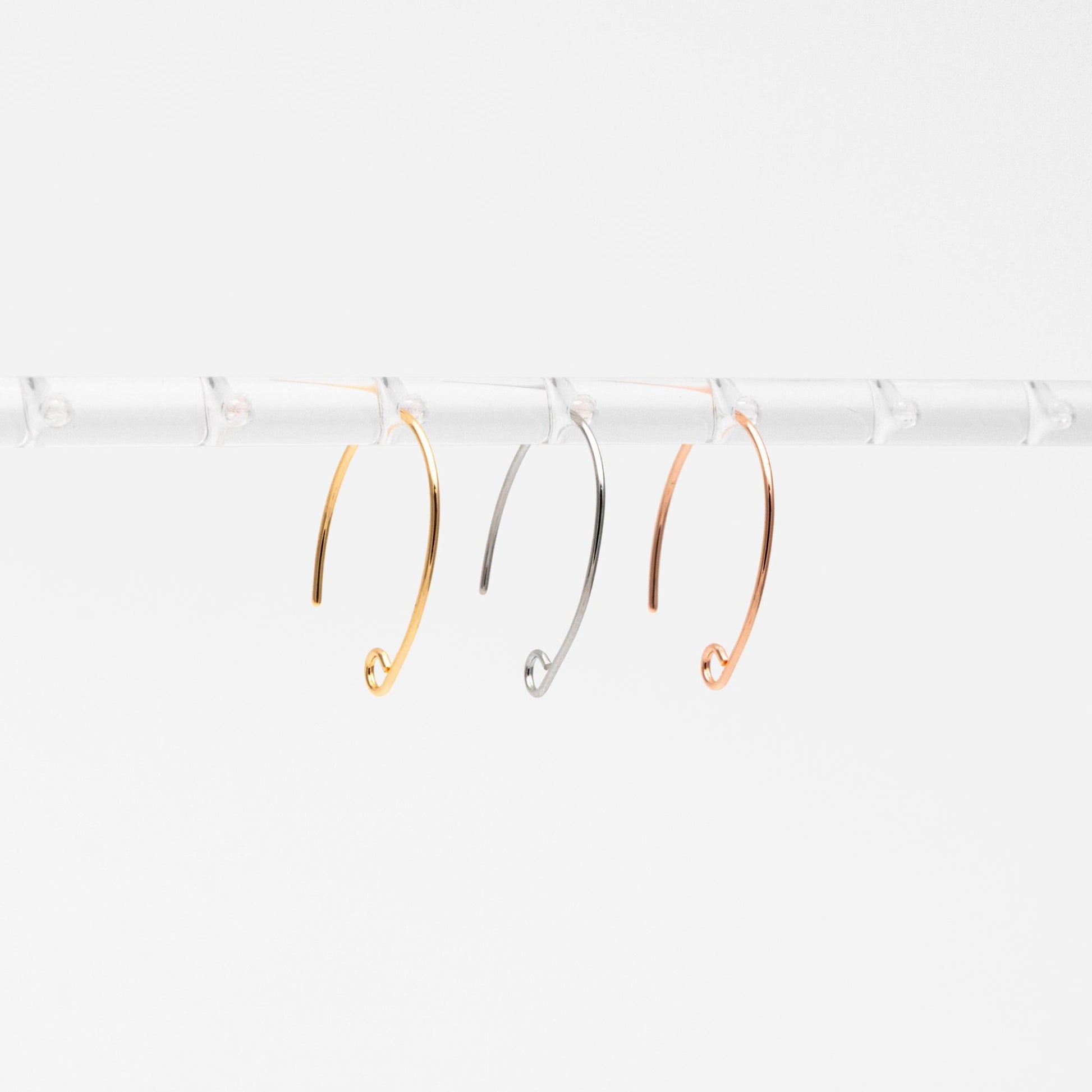 10pcs Gold/ Silver/ Rose Gold Brass Ear Hooks 20x14mm, Simple Earwires Earring Components (GB-947)