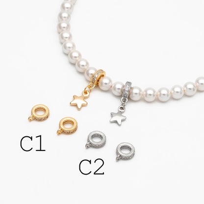 10pcs Gold/ Silver Bail Beads, Bail Charm Holder Spacer with Loop, Tube Bails, Cord Bails, Slider Bails, Spacer Ring (GB-1328)