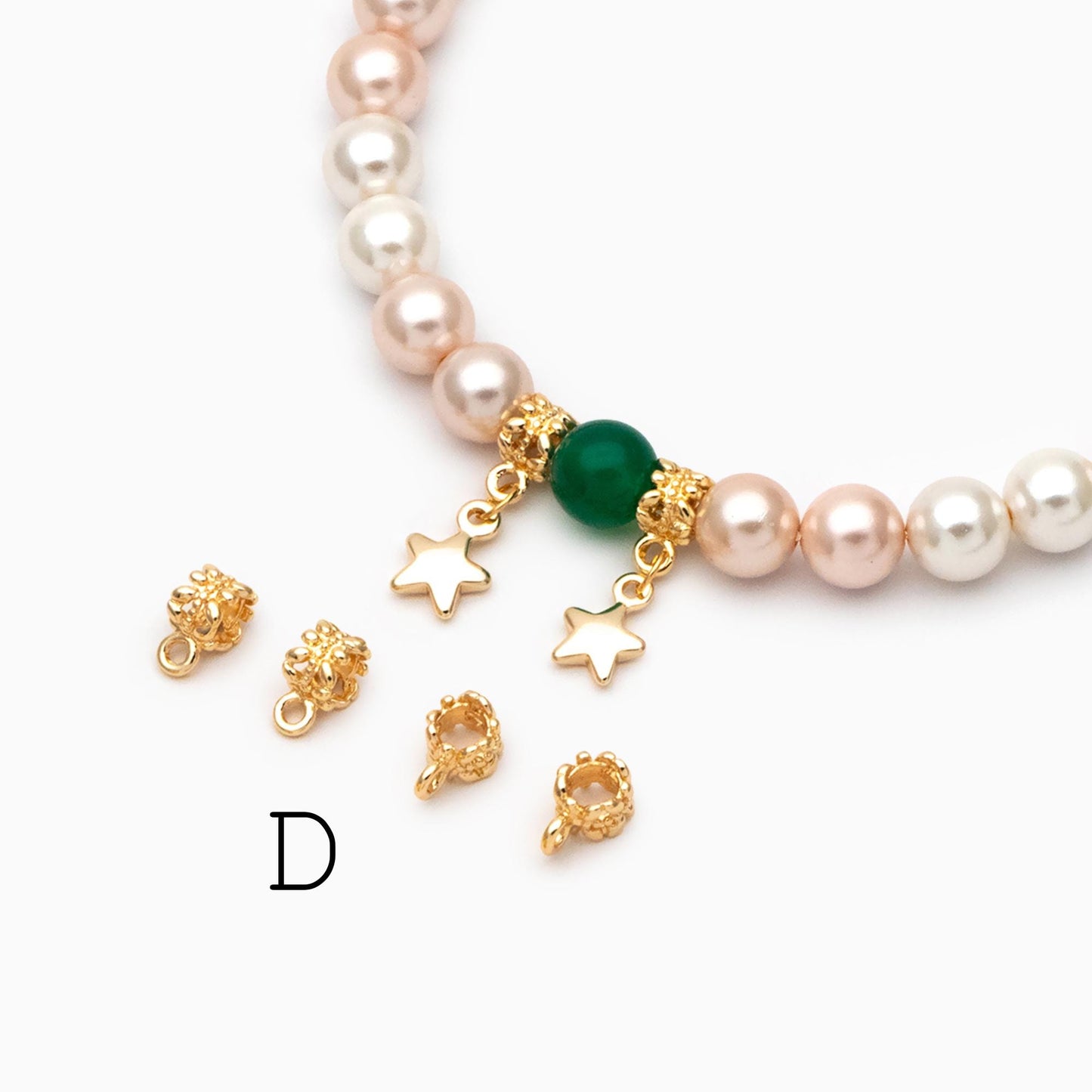 10pcs Gold/ Silver Bail Beads, Bail Charm Holder Spacer with Loop, Tube Bails, Cord Bails, Slider Bails, Spacer Ring (GB-1328)