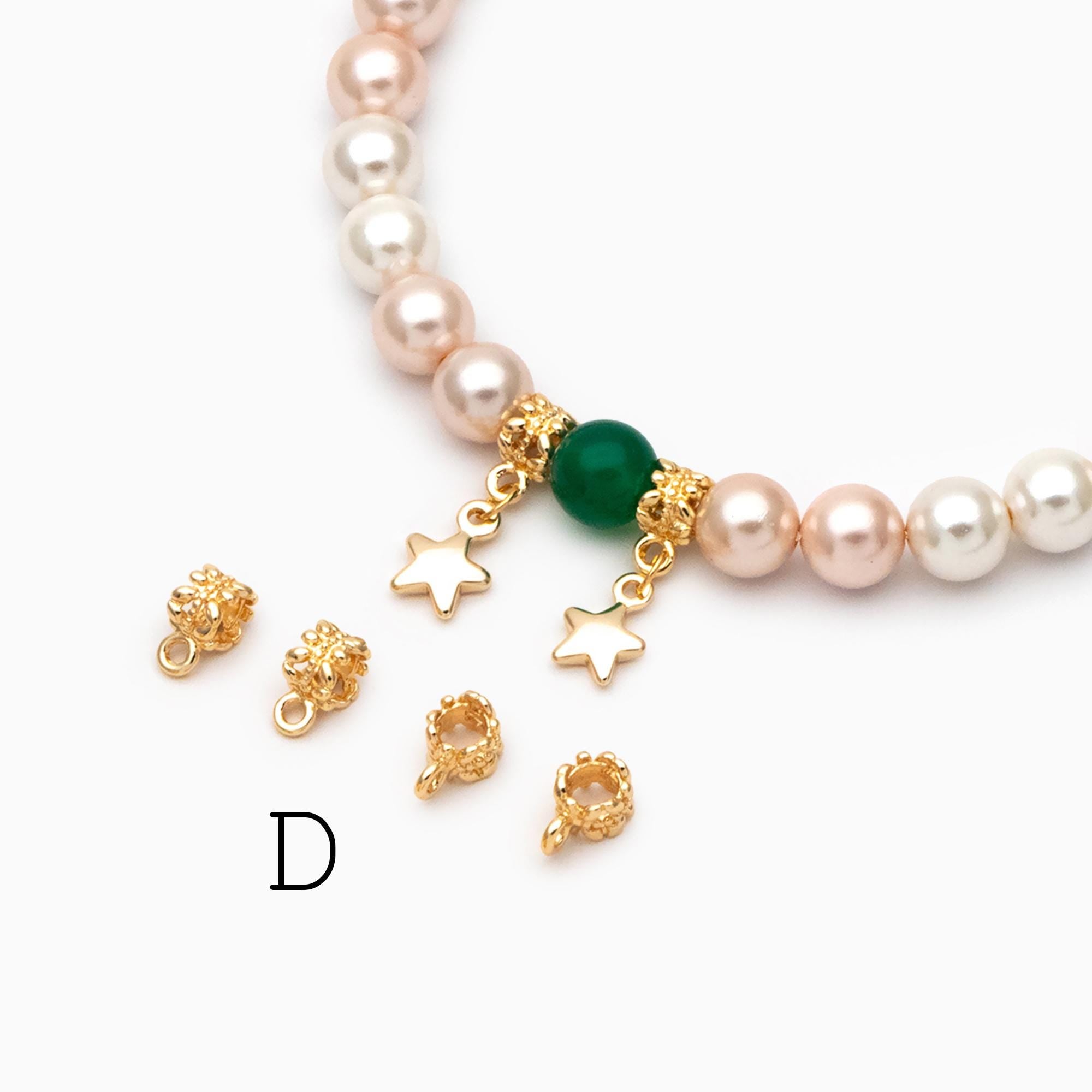 10pcs Gold/ Silver Bail Beads, Bail Charm Holder Spacer with Loop, Tube Bails, Cord Bails, Slider Bails, Spacer Ring (GB-1328)