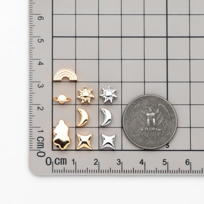10pcs Gold/ Silver Spacer Beads, Gold/ Rhodium plated Brass Spacer Beads, Celestial Beads (GB-2964)