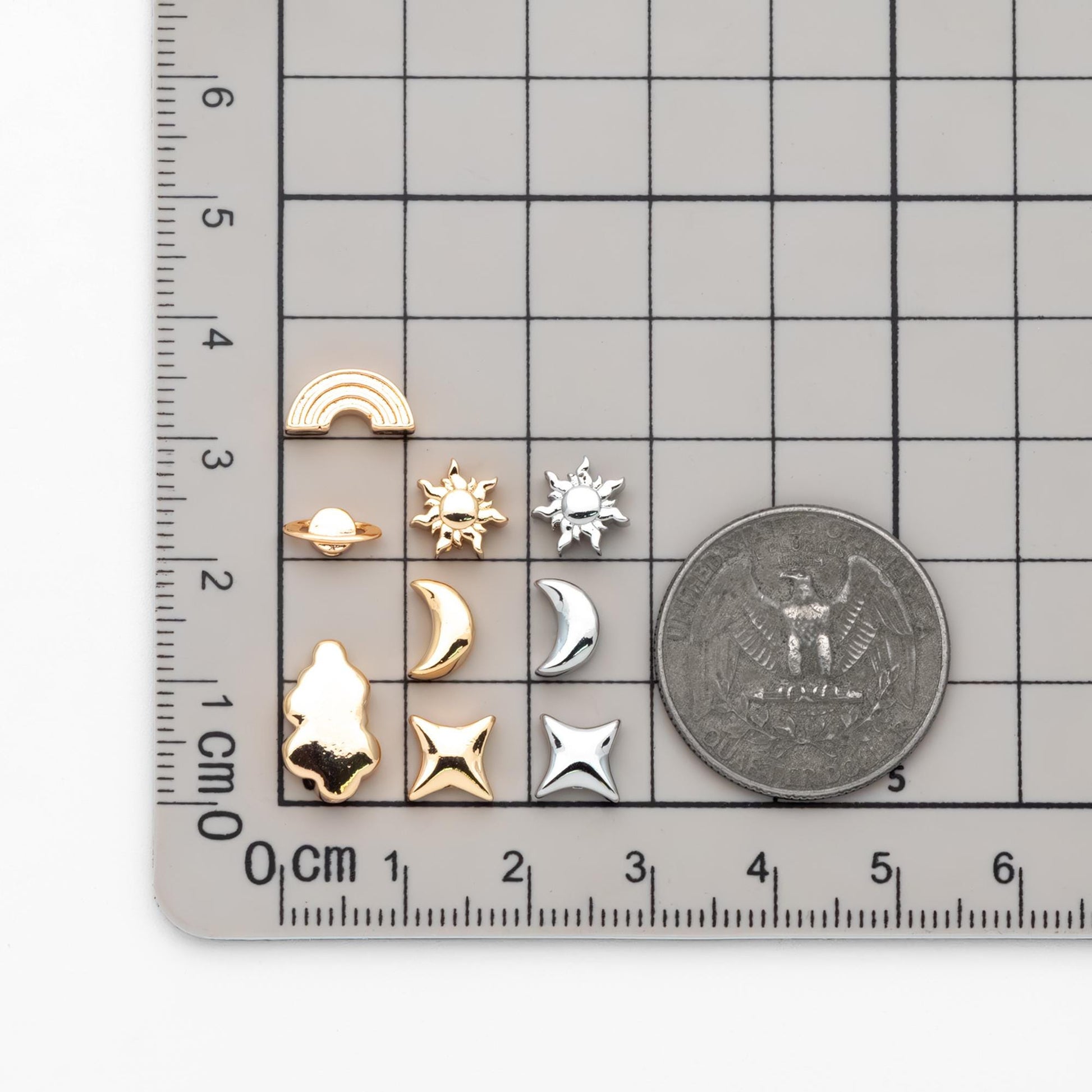 10pcs Gold/ Silver Spacer Beads, Gold/ Rhodium plated Brass Spacer Beads, Celestial Beads (GB-2964)