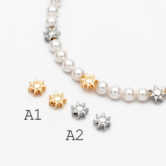 10pcs Gold/ Silver Spacer Beads, Gold/ Rhodium plated Brass Spacer Beads, Celestial Beads (GB-2964)