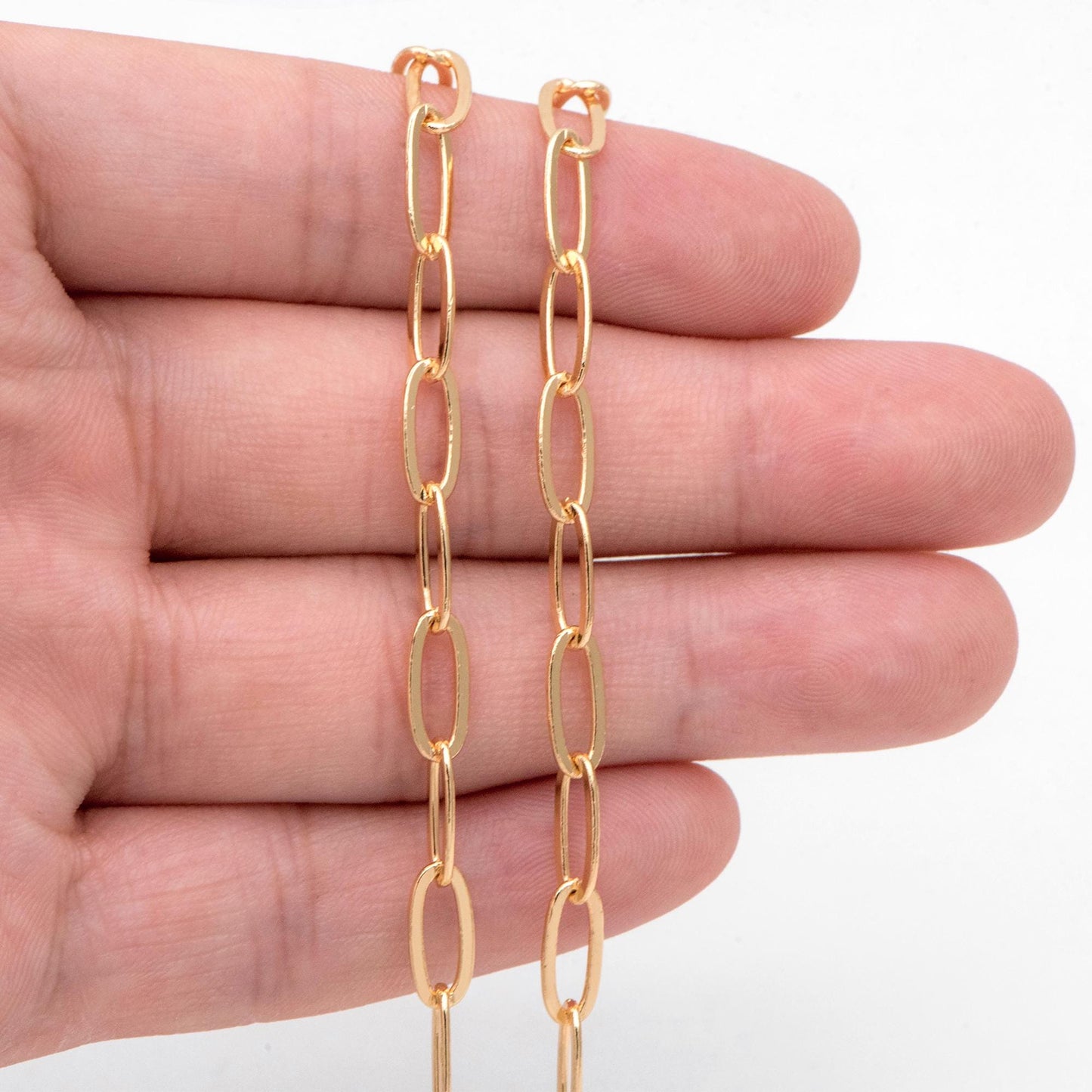 Gold plated Brass Oval Chain, Gold Link Chain, 11x5mm, Flat Drawn Cable Chain, Oval Chain Bulk for Necklace (#LK-495)/ 1 Meter=3.3 ft