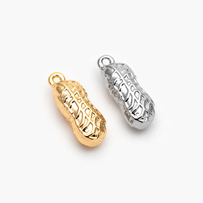10pcs Gold/ Silver Peanut Charms , 18K Gold/ Rhodium plated Brass, Jewelry Making, Diy Material, Jewelry Supplies (GB-4589-F)
