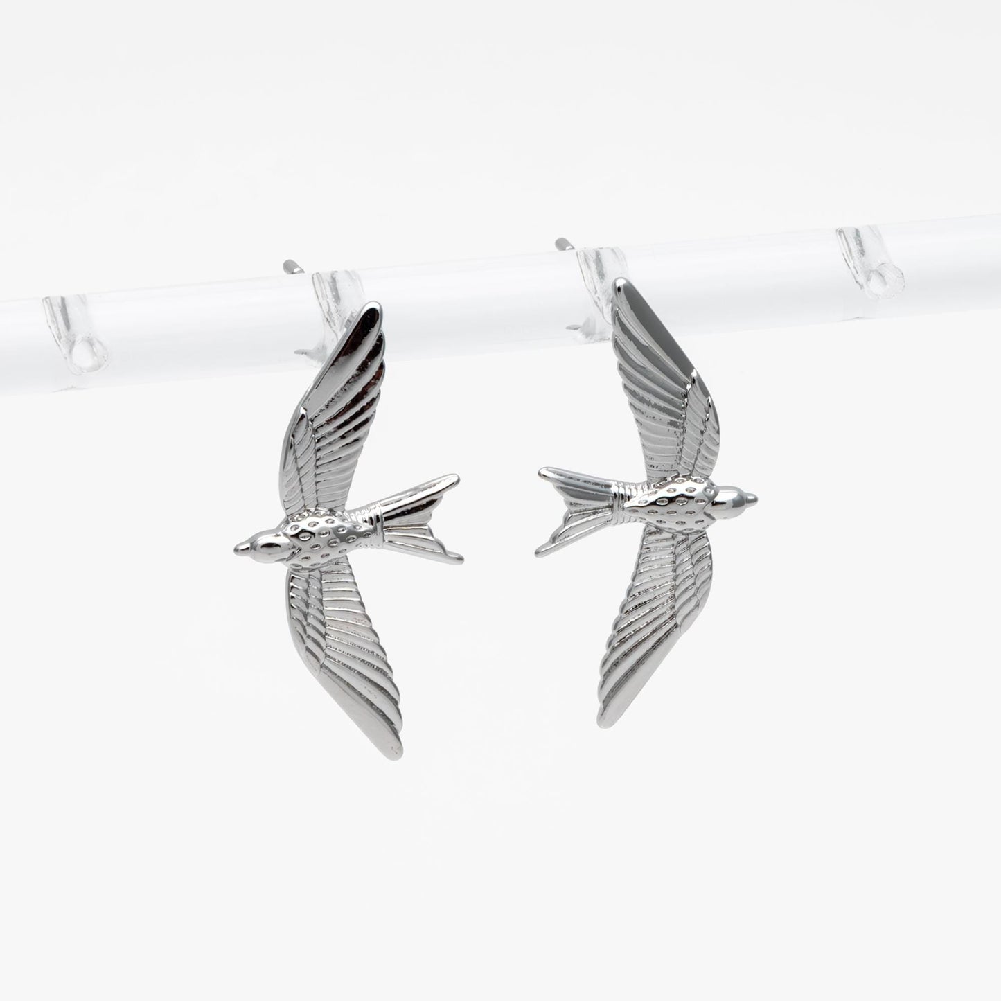 10pcs Gold/ Silver Tone Swallow Earrings, 18K Real Gold/ Rhodium Plated Brass, Bird Stud Earrings (GB-4675)