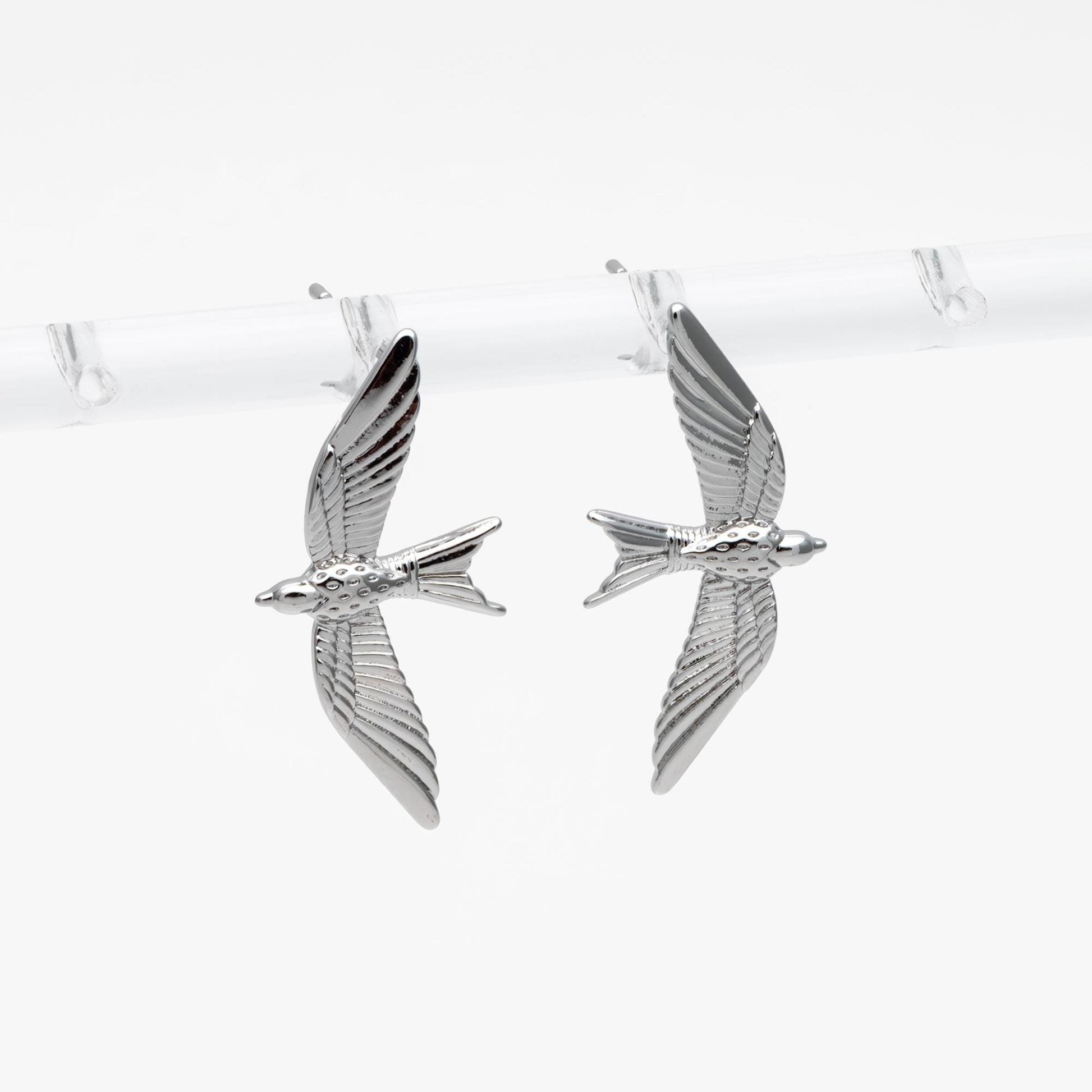 10pcs Gold/ Silver Tone Swallow Earrings, 18K Real Gold/ Rhodium Plated Brass, Bird Stud Earrings (GB-4675)