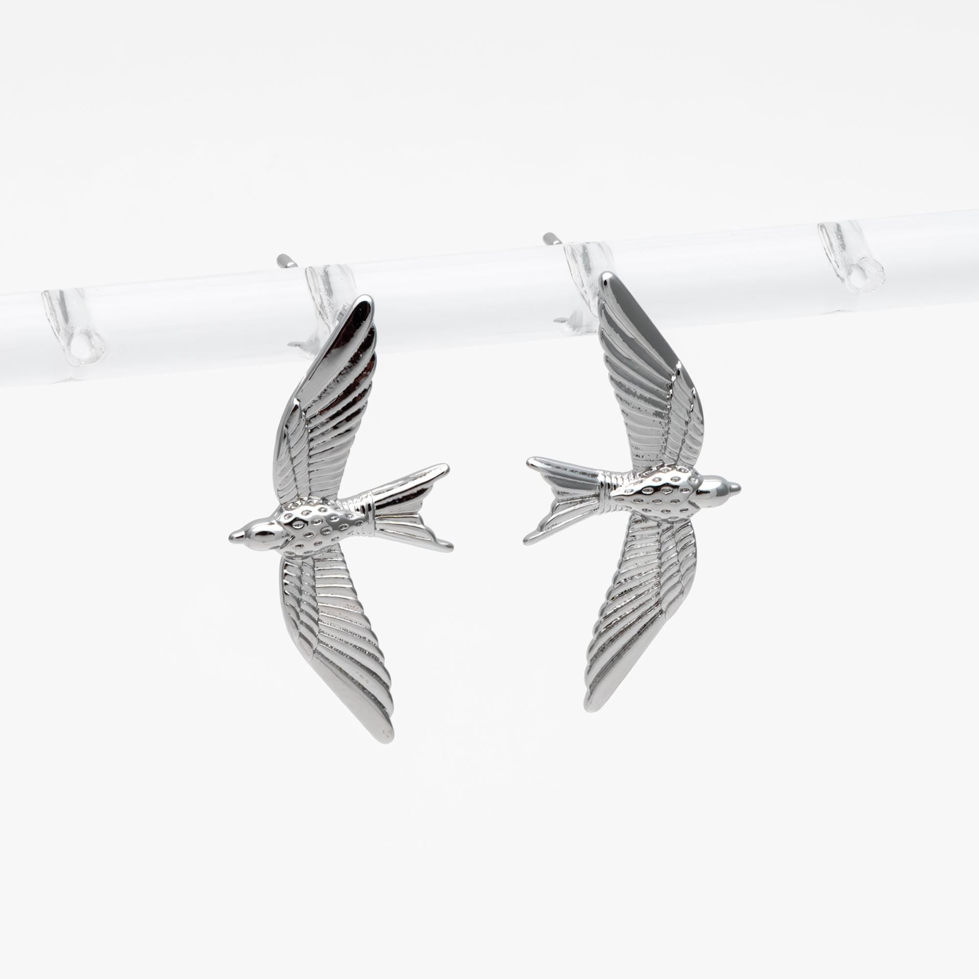 10pcs Gold/ Silver Tone Swallow Earrings, 18K Real Gold/ Rhodium Plated Brass, Bird Stud Earrings (GB-4675)