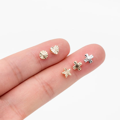 20pcs Gold Round Coin/ Heart/ Star/ Cross Spacer Beads , Real Gold plated Brass Spacer Beads (GB-1785)