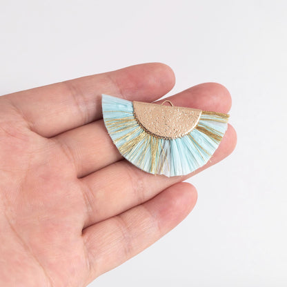 10pcs Fan Tassel Pendants 46x28mm, Raffia Tassel Charms for Earrings (FB-016)