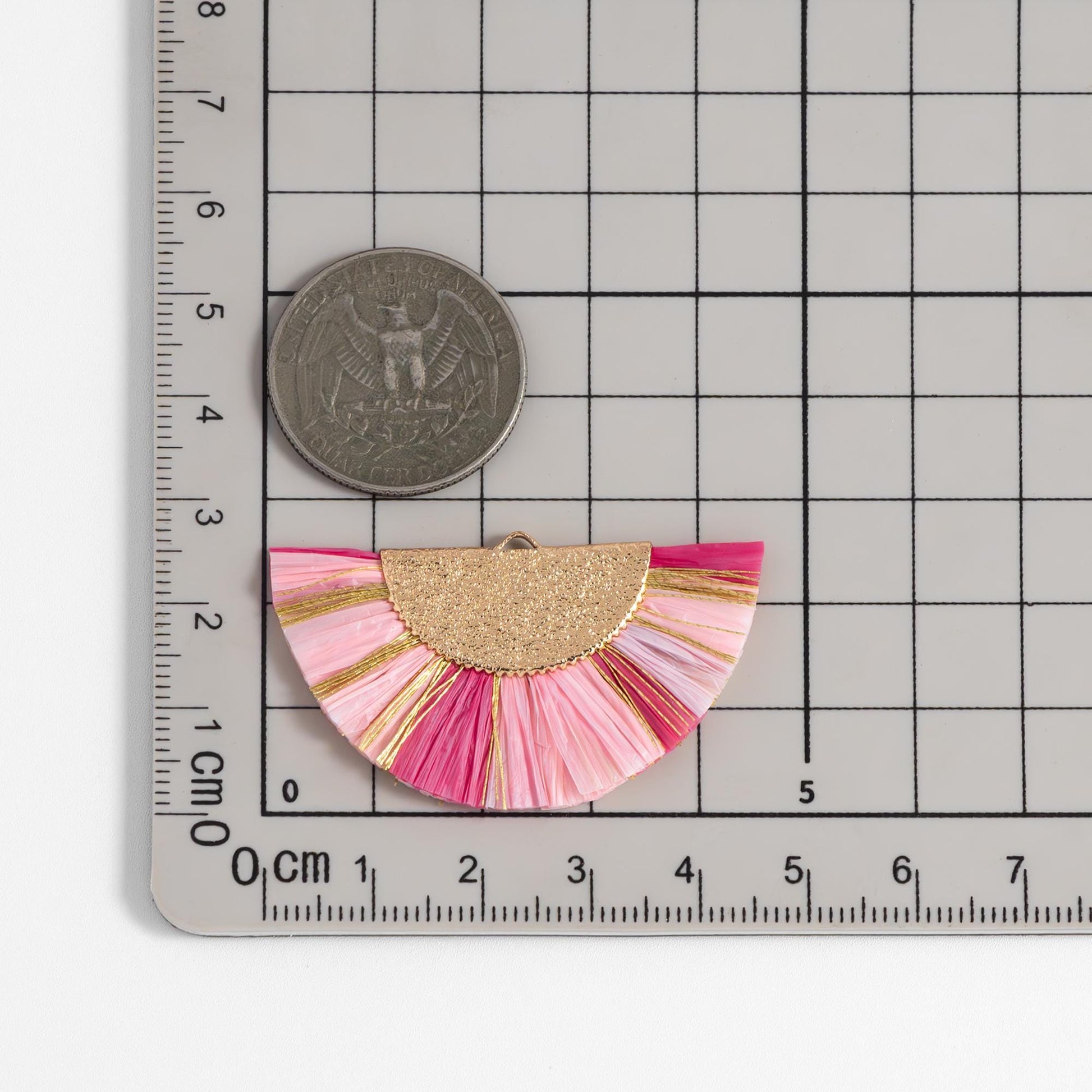 10pcs Fan Tassel Pendants 46x28mm, Raffia Tassel Charms for Earrings (FB-016)