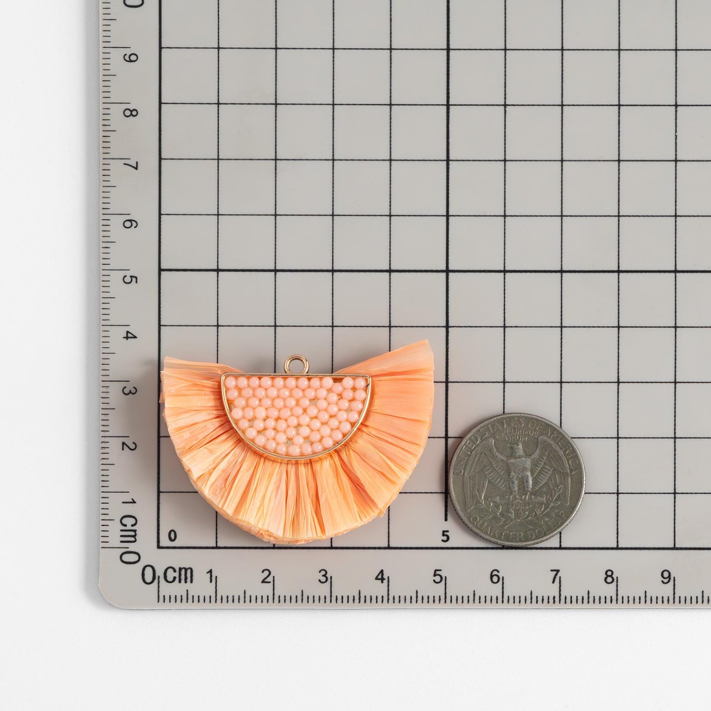 4pcs Fan Tassel Pendants 44x34mm, Beaded Raffia Tassel Charms for Earrings (FB-017)