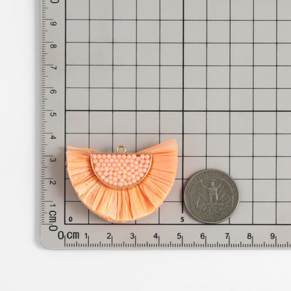 4pcs Fan Tassel Pendants 44x34mm, Beaded Raffia Tassel Charms for Earrings (FB-017)