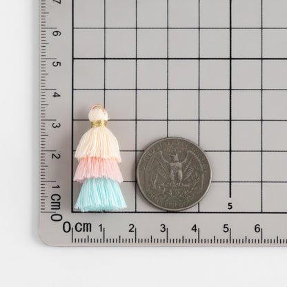 10pcs Tiered Cotton Tassels 31mm, 3 Layers Tassel Charms for Earrings, Keychain Jewelry Tassel Pendants (FB-019)