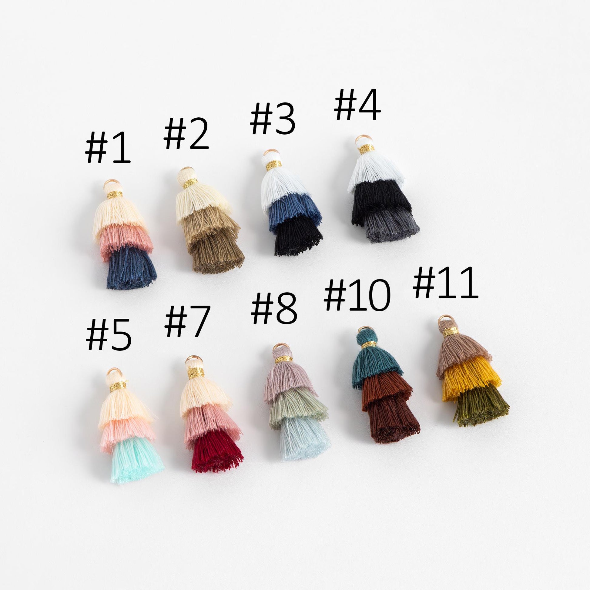 10pcs Tiered Cotton Tassels 31mm, 3 Layers Tassel Charms for Earrings, Keychain Jewelry Tassel Pendants (FB-019)