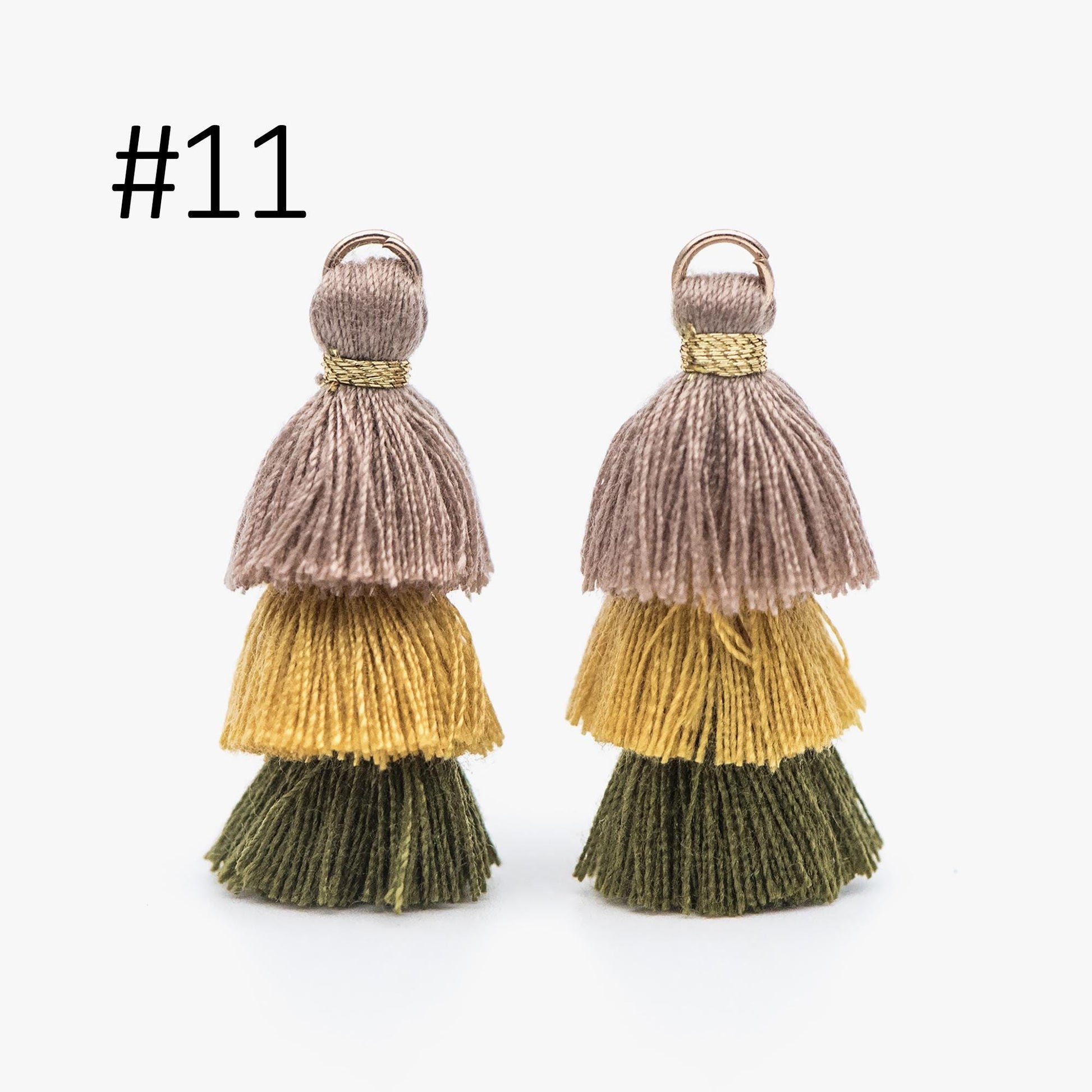 10pcs Tiered Cotton Tassels 31mm, 3 Layers Tassel Charms for Earrings, Keychain Jewelry Tassel Pendants (FB-019)