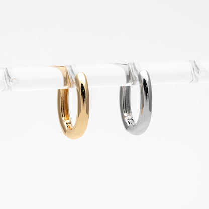 10pcs Gold/ Silver tone Oval Huggie Earrings 14x13mm, Gold/ Rhodium plated on Brass, Earring Hoop Components (GB-4669)