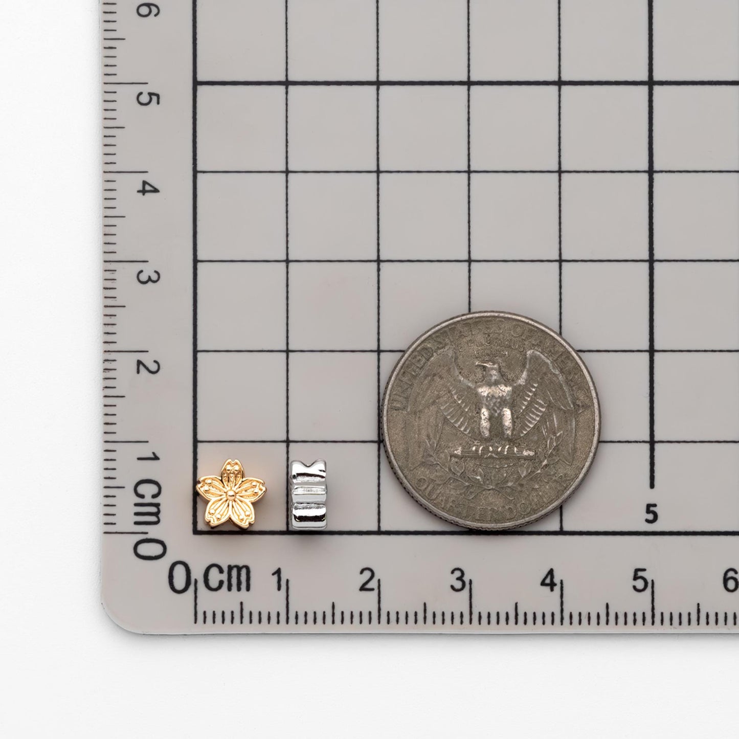 10pcs Gold/ Silver Tone Flower Spacer Beads 8mm, Real Gold/ Rhodium plated Brass Spacer Beads (GB-4670)