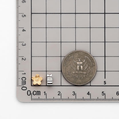 10pcs Gold/ Silver Tone Flower Spacer Beads 8mm, Real Gold/ Rhodium plated Brass Spacer Beads (GB-4670)