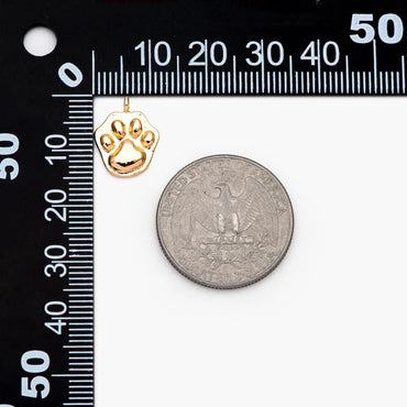 10pcs Gold/ Silver Dog or Cat Paw Charms, Gold/ Rhodium Plated Brass, Cute Paw Print Pendants (GB-3180)