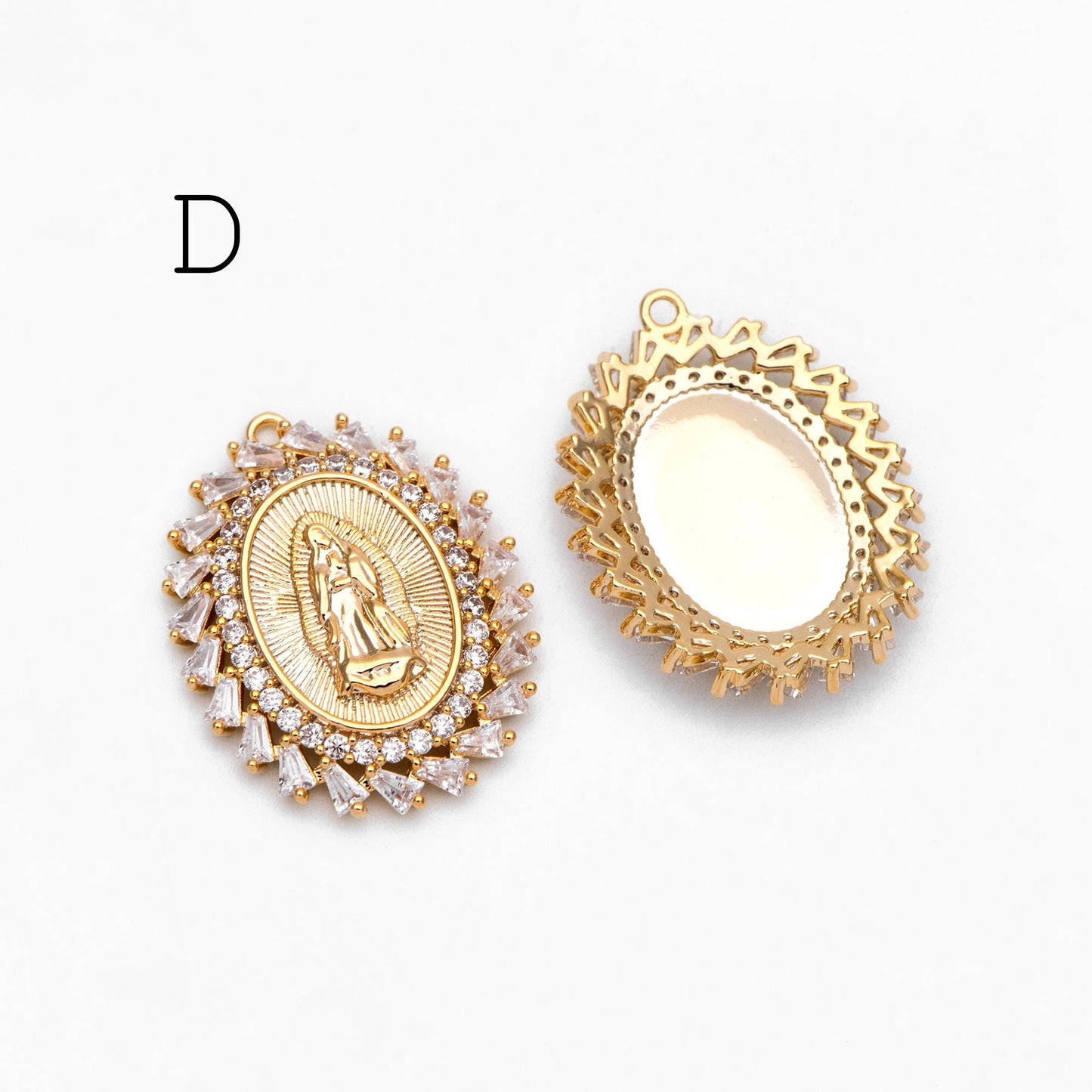 4pcs Gold Virgin Mother Mary Charm Connectors, Catholic Baptism Lady Guadalupe Charm, Medallion Religious Jewelry Craft (GB-4395)