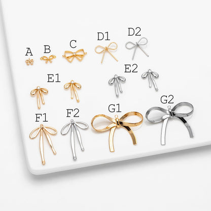 10pcs Gold/ Silver Bowknot Charms 18mm, Christmas Pendants, Bow Knot Pendant (#GB-2745)