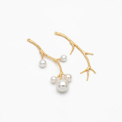 4pcs Gold Branch Charms , Real Gold Plated Brass, Christmas Pendants, Jewelry Making, Diy Material, Jewelry Supplies (GB-2672)