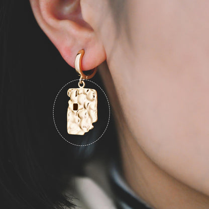 10pcs Gold Hammered Geometric Charms, 18K Gold plated Brass Rustic Pendants (GB-2977)