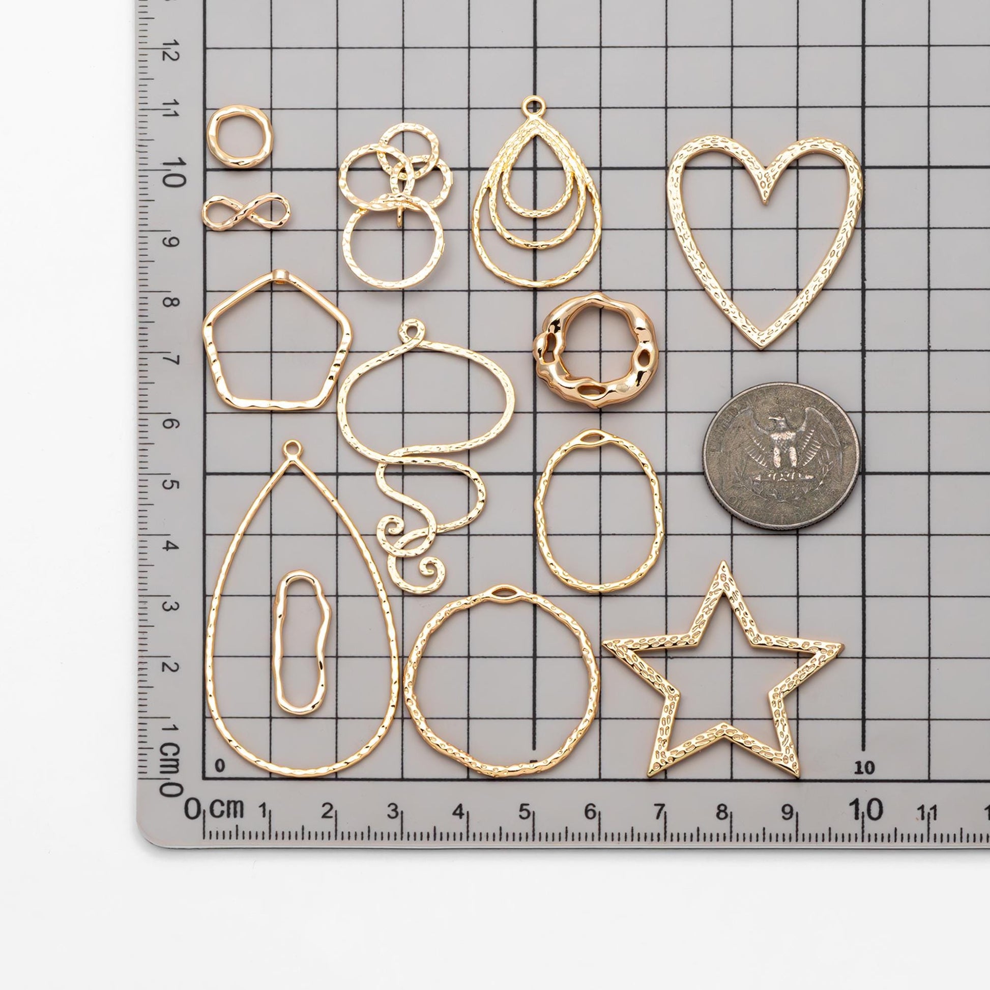 10pcs Gold Geometric Charm Connectors, 18K Gold plated Brass Earring Pendants (GB-2750)