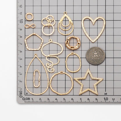 10pcs Gold Geometric Charm Connectors, 18K Gold plated Brass Earring Pendants (GB-2750)