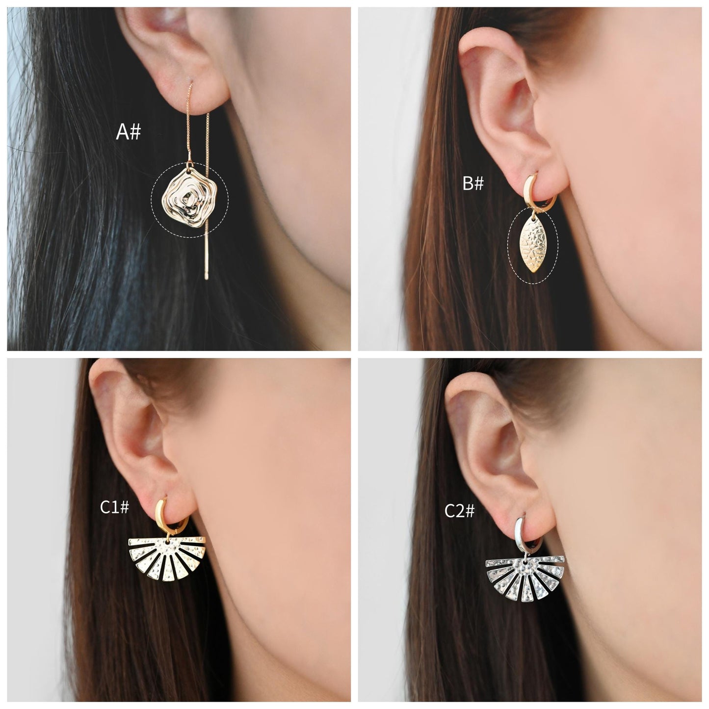 10pcs Gold/ Silver Tone Hammered Geometric Charm, Gold/ Rhodium plated Brass Earring Pendants (GB-1404)