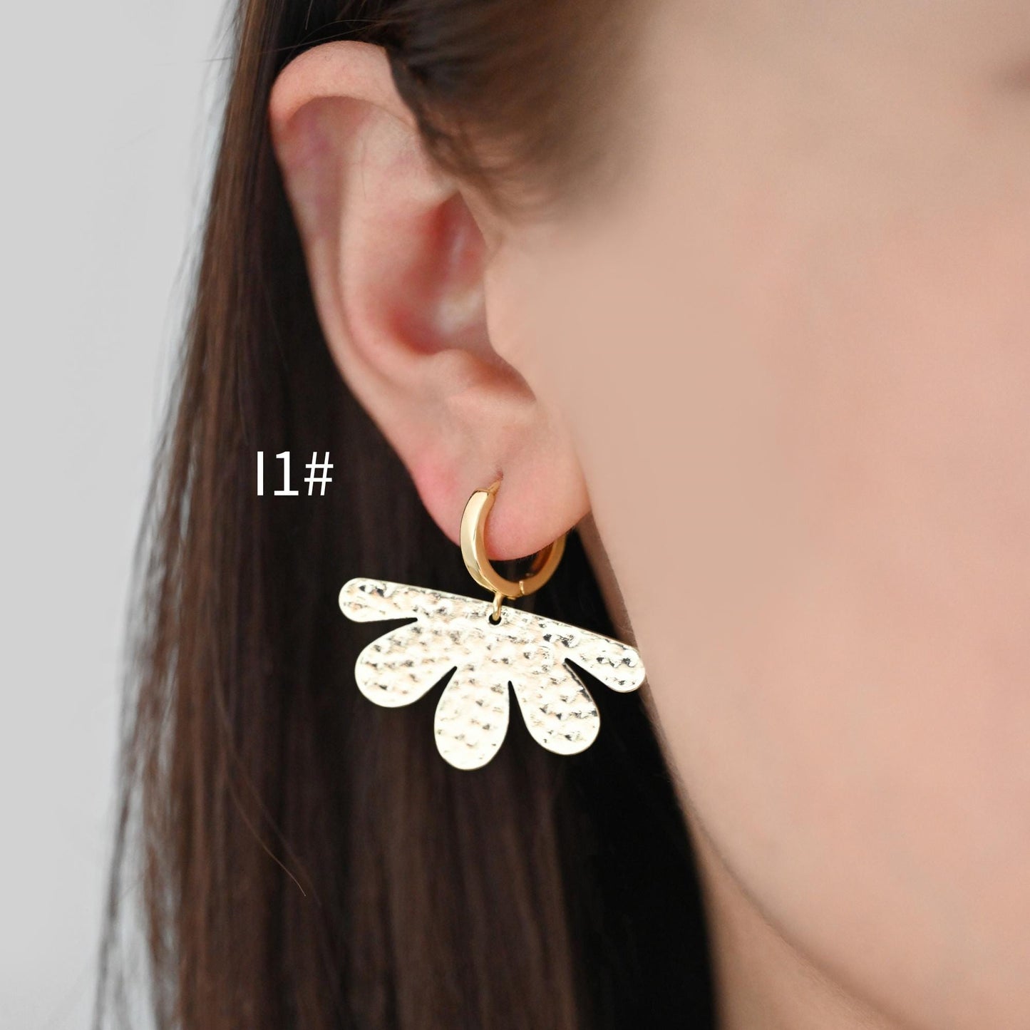 10pcs Gold/ Silver Tone Hammered Geometric Charm, Gold/ Rhodium plated Brass Earring Pendants (GB-1404)