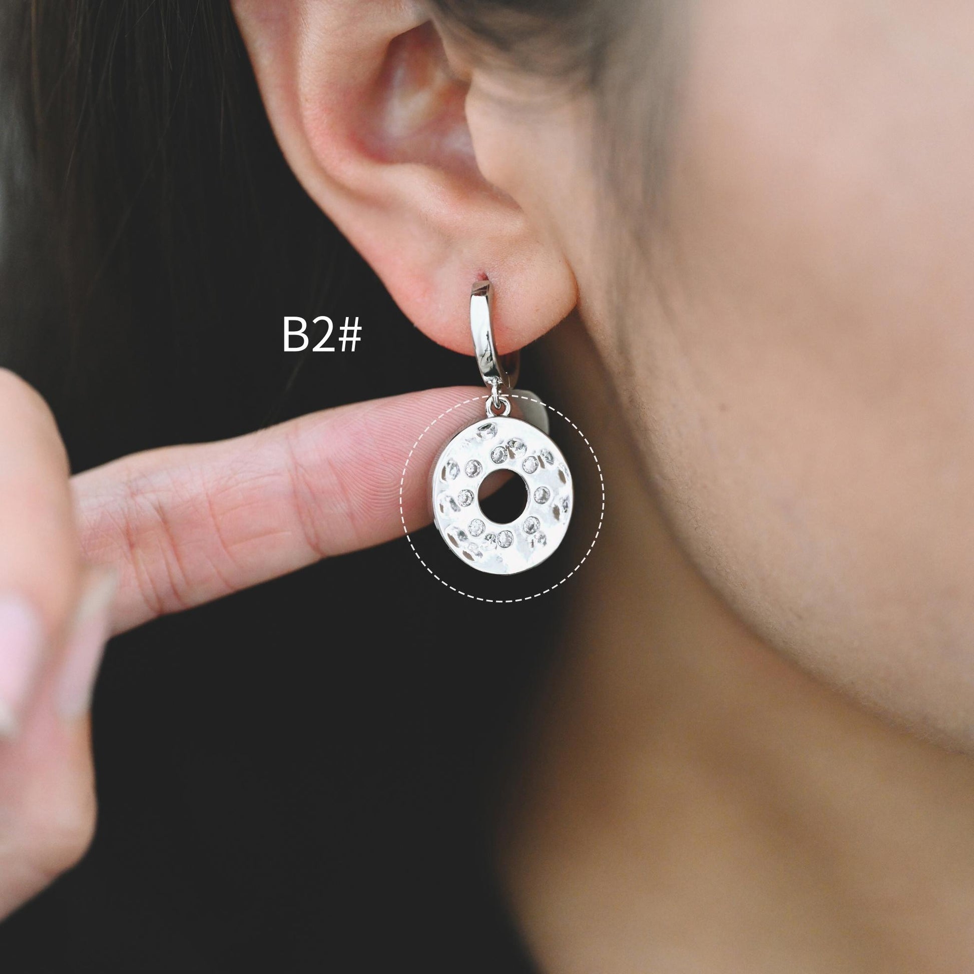 4pcs CZ pave Gold/ Silver Tone Round Oval Charm, 18K Gold/ Rhodium plated Brass, Rhinestone Earring Charm (GB-1872)