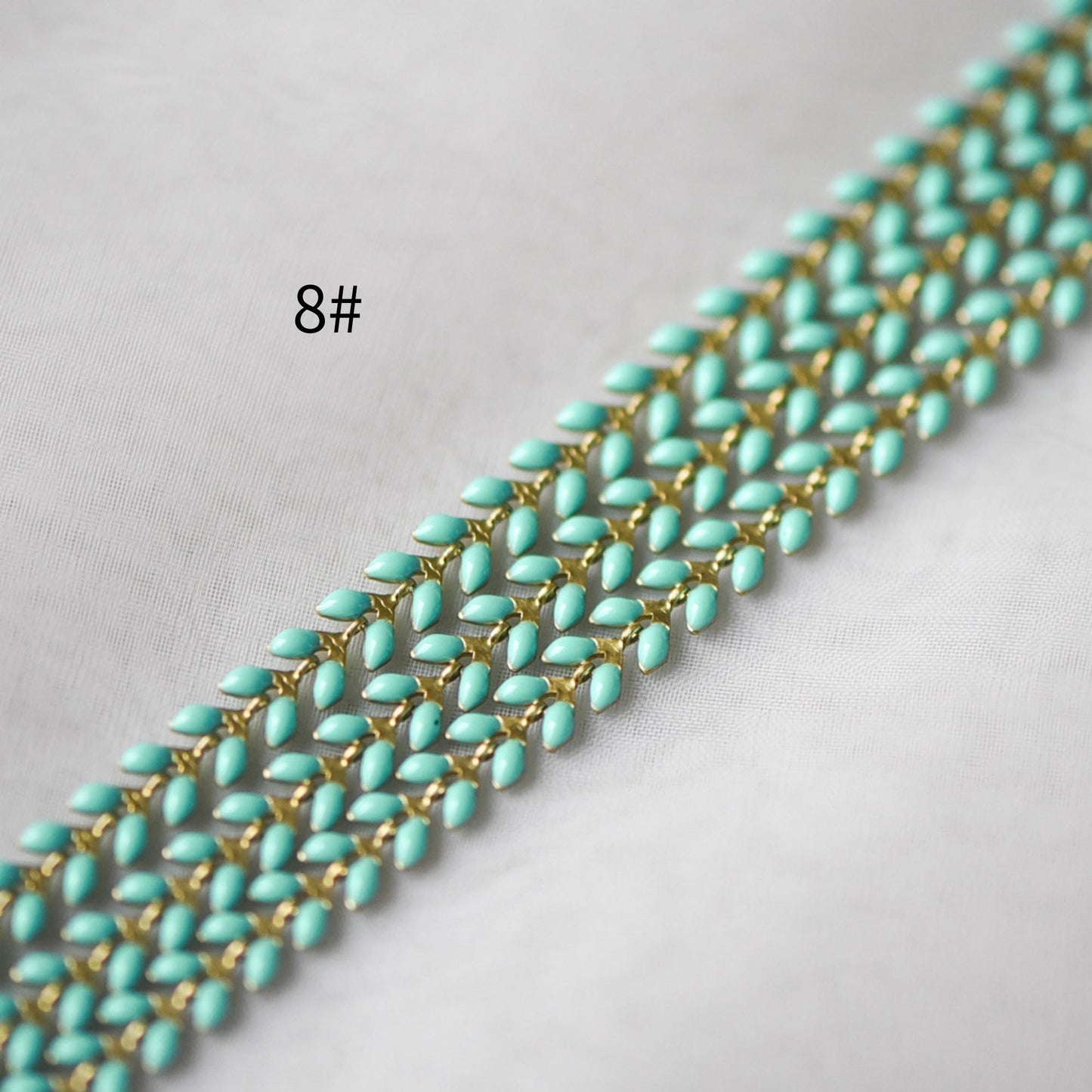 Mint Green Enamel Brass Arrow Chain 6mm, Flat Chevron Chain, Herringbone Fish bone Designer Chain (#LK-048)/ 1 Meter=3.3ft
