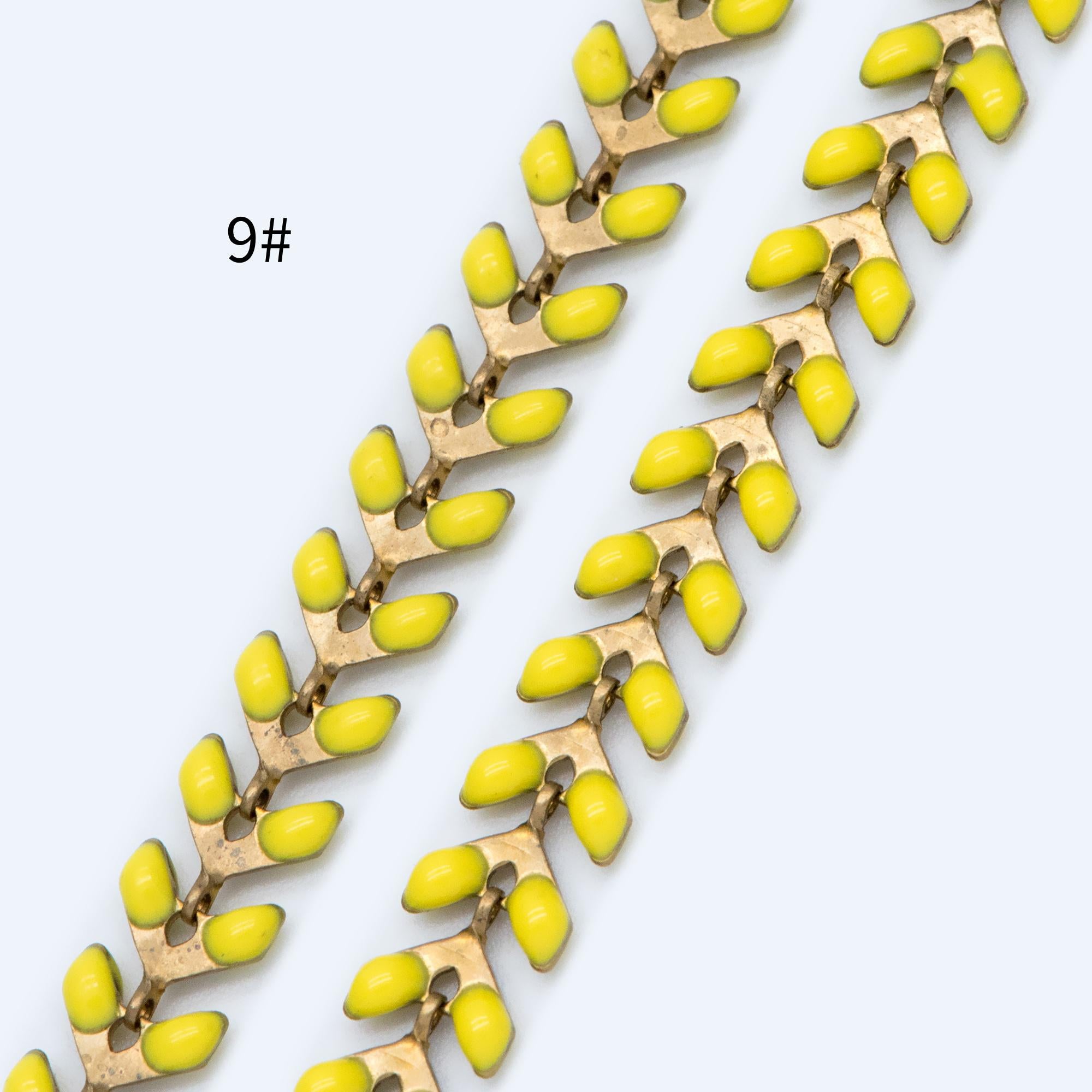 Mint Green Enamel Brass Arrow Chain 6mm, Flat Chevron Chain, Herringbone Fish bone Designer Chain (#LK-048)/ 1 Meter=3.3ft