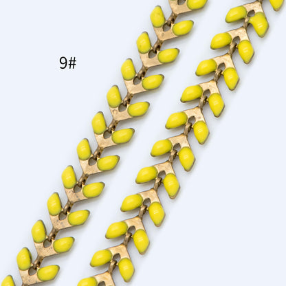 Mint Green Enamel Brass Arrow Chain 6mm, Flat Chevron Chain, Herringbone Fish bone Designer Chain (#LK-048)/ 1 Meter=3.3ft