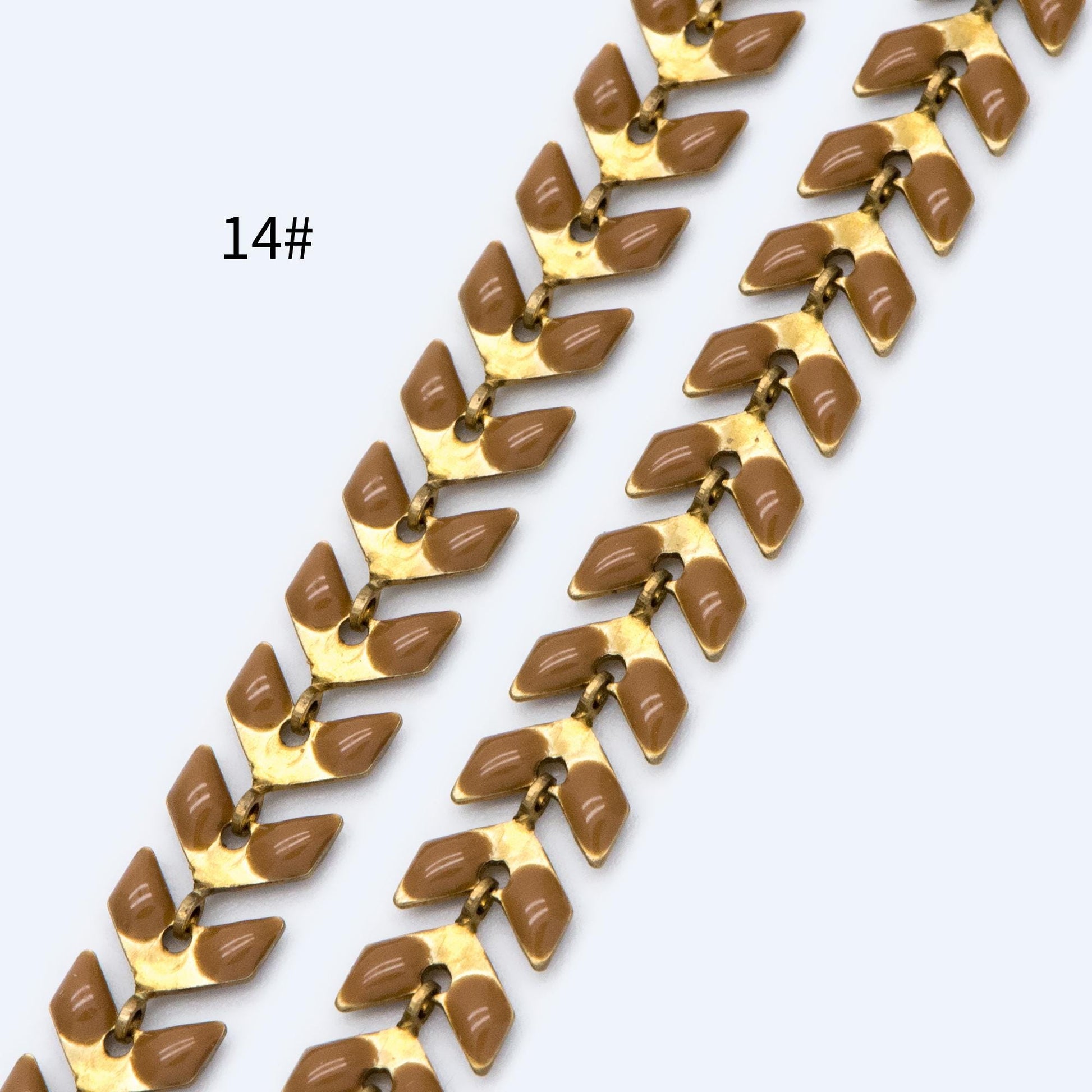 Mint Green Enamel Brass Arrow Chain 6mm, Flat Chevron Chain, Herringbone Fish bone Designer Chain (#LK-048)/ 1 Meter=3.3ft