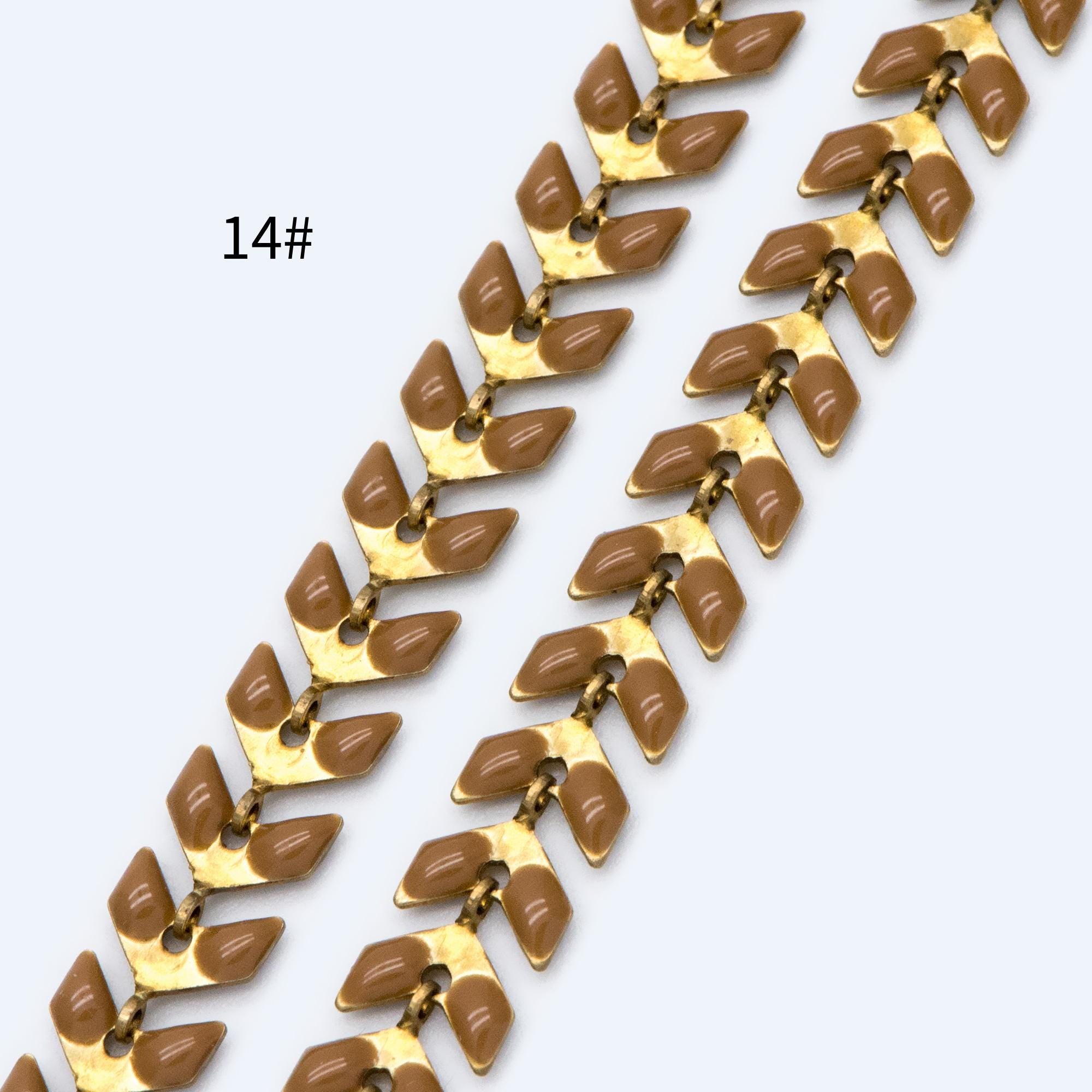 Mint Green Enamel Brass Arrow Chain 6mm, Flat Chevron Chain, Herringbone Fish bone Designer Chain (#LK-048)/ 1 Meter=3.3ft