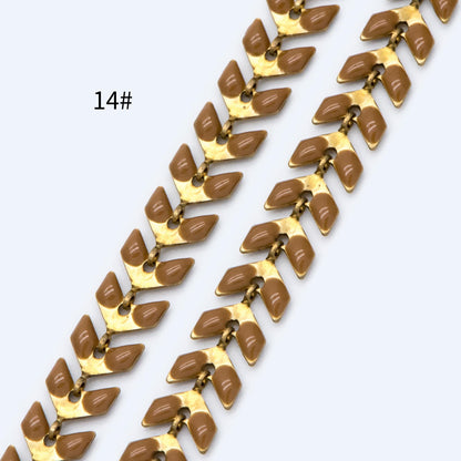 Mint Green Enamel Brass Arrow Chain 6mm, Flat Chevron Chain, Herringbone Fish bone Designer Chain (#LK-048)/ 1 Meter=3.3ft