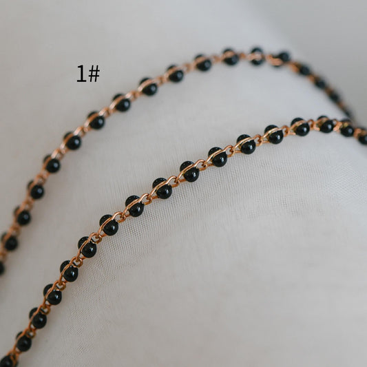 Enamel Brass Chain 2.5mm Thin, Unplated Brass Designer Chains (#LK-050)/ 1 meter