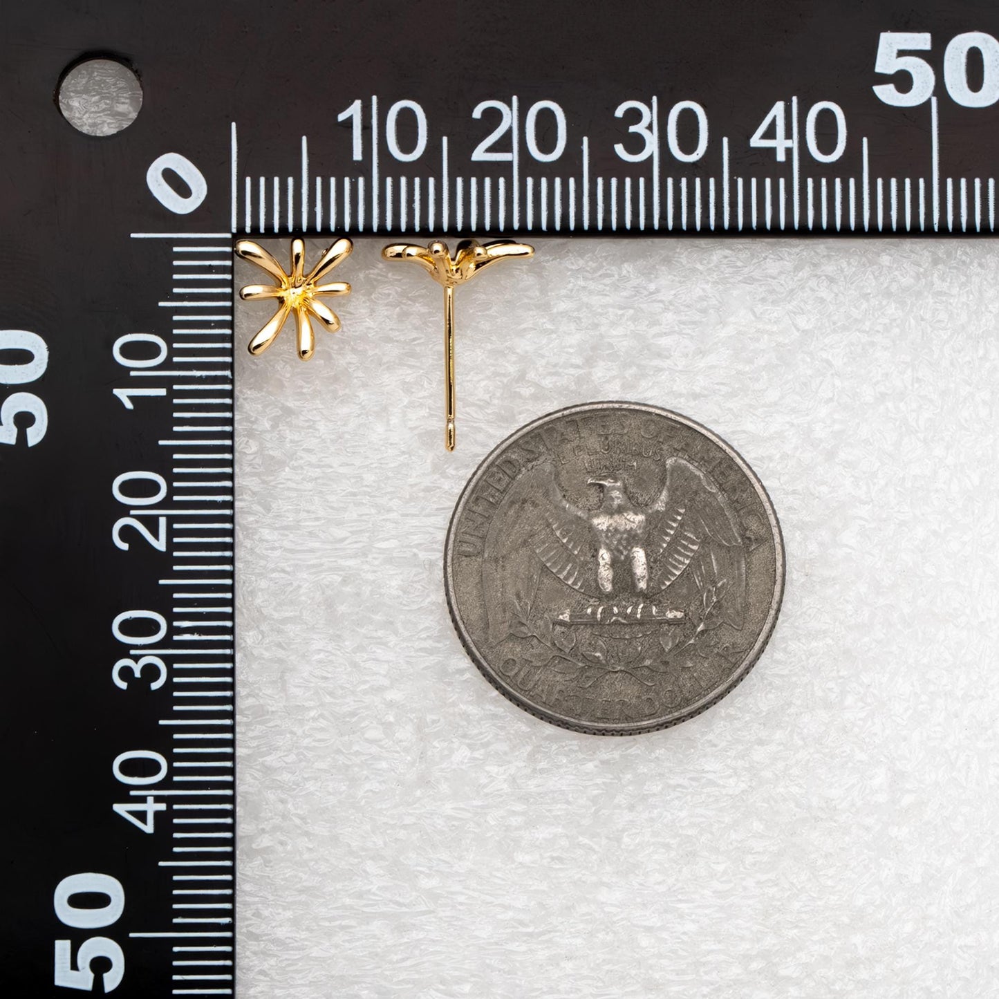 10pcs Gold/ Silver Tone Fireworks Earrings, Gold/ Rhodium Plated Brass, Flower Stud Earrings (GB-4671)