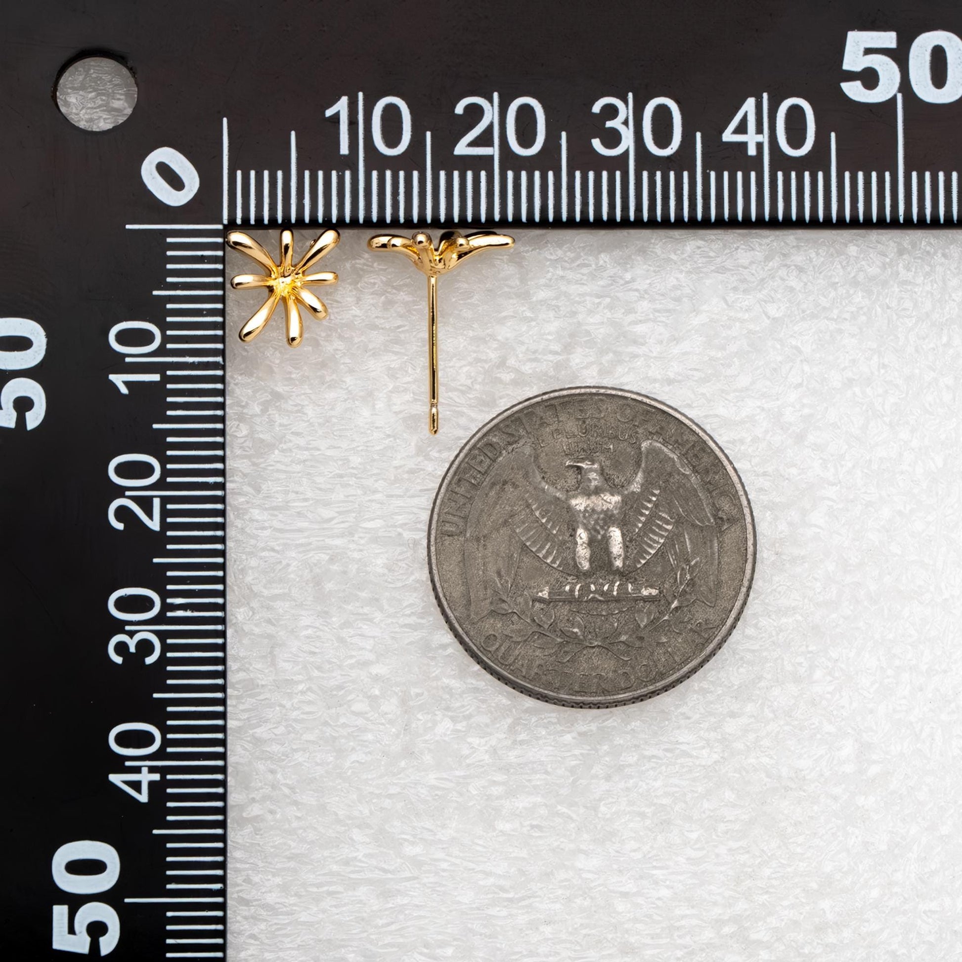 10pcs Gold/ Silver Tone Fireworks Earrings, Gold/ Rhodium Plated Brass, Flower Stud Earrings (GB-4671)