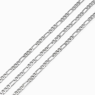 Delicate Flat Figaro Chains, 18K Gold/ Rhodium plated Brass, Craft Necklace Components Wholesale, 2/ 2.5/ 3.5mm (#LK-355)/ 1 Meter=3.3 ft
