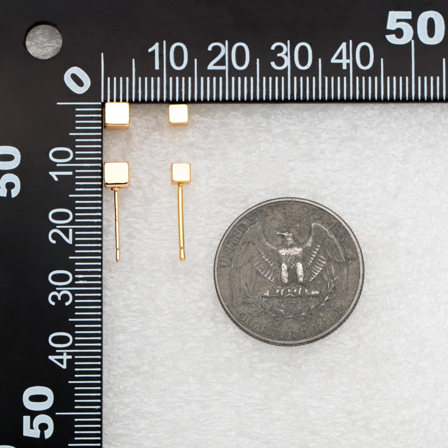 10pcs Gold Minimalist Cube Ear Posts 3mm/4mm, Gold Plated Brass Geometric Stud Earrings (GB-3335)