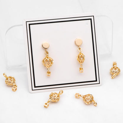 4pcs Gold Hot Air Balloon Charms with Cubic Zirconia, Jewelry Making, Diy Material, Jewelry Supplies (GB-3105)