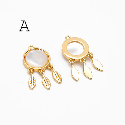 4pcs Gold Dreamcatcher Charms, 18K Gold plated Brass, Dainty Earring Charms (GB-4639)